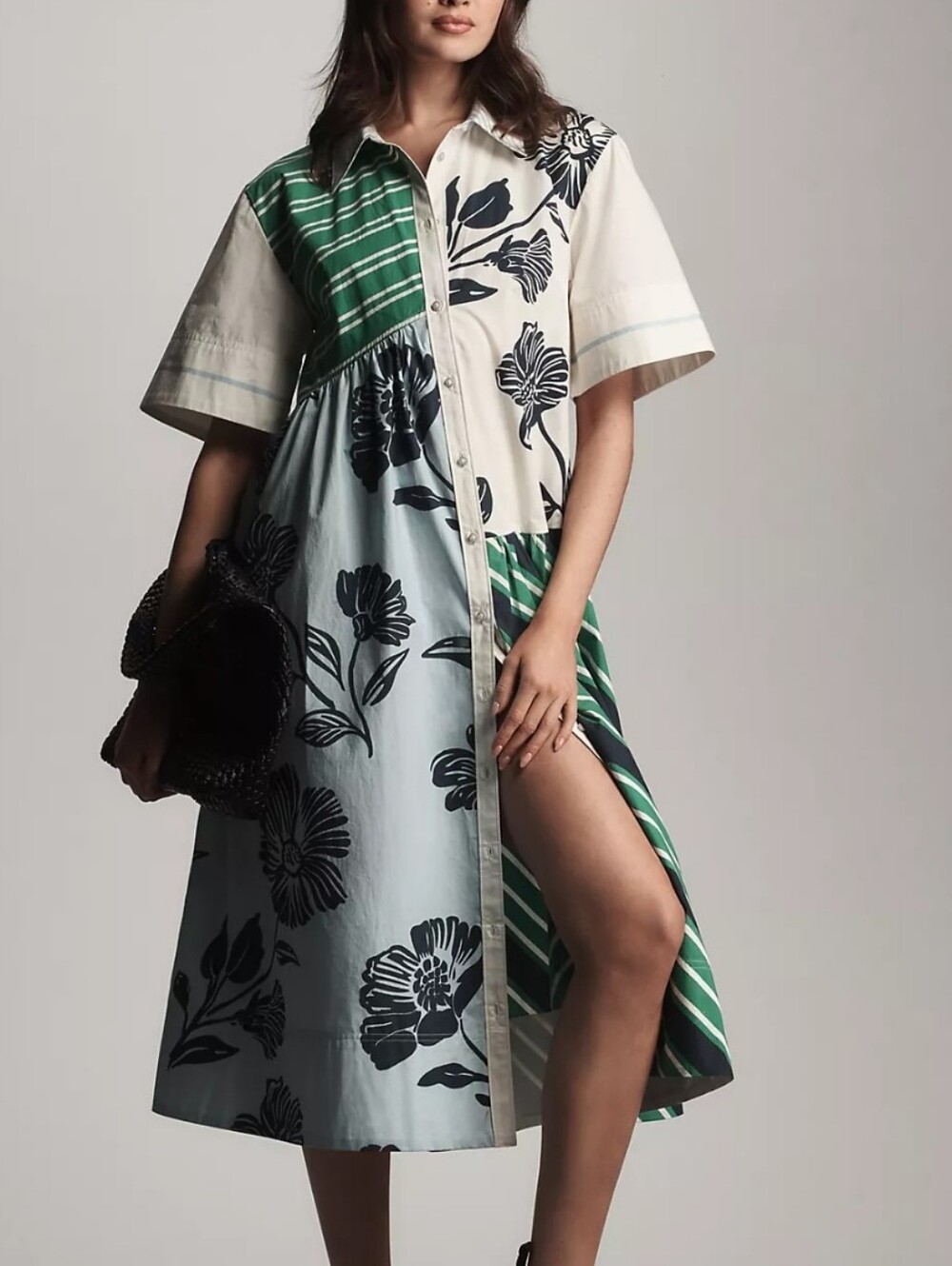Anthropologie Maeve Beatrix Mixed Dress Large Petite